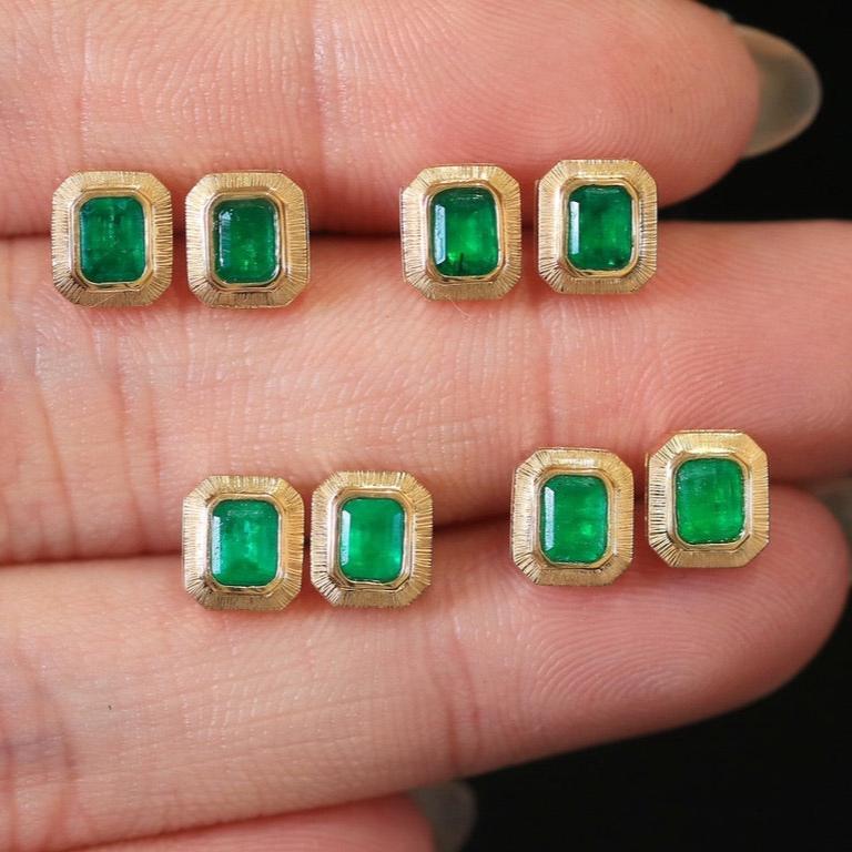 Octagonal Emerald Studs