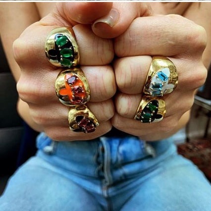 Monique Bronze Emeralds Mushroom Ring
