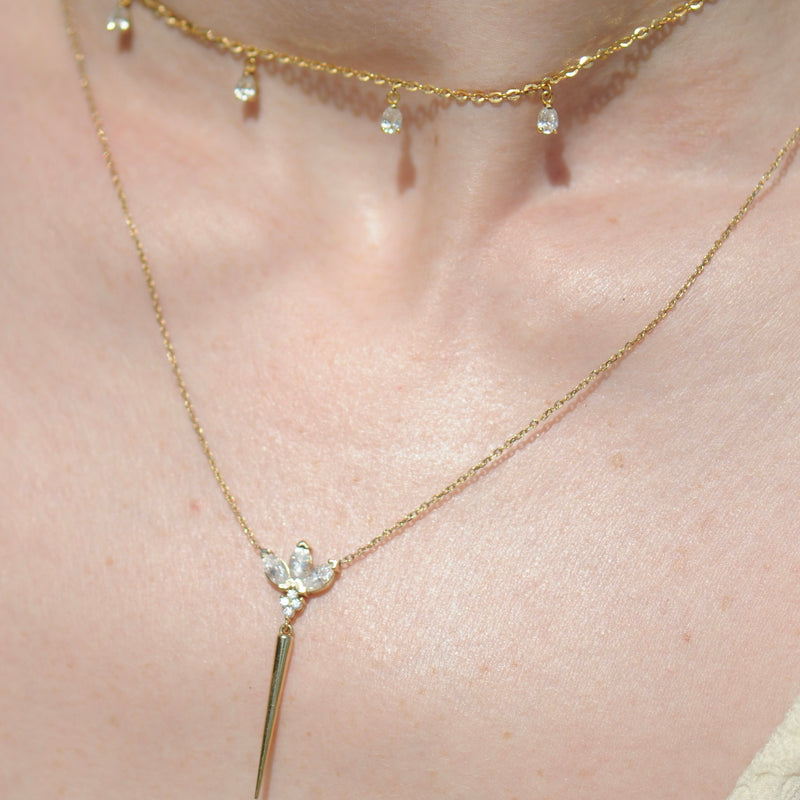 Stella 14k Marquis Dangling Spike Necklace