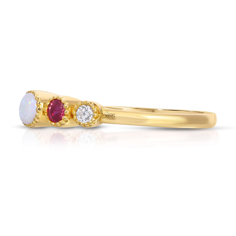 Jen 14k Opal Ruby Diamond Ring