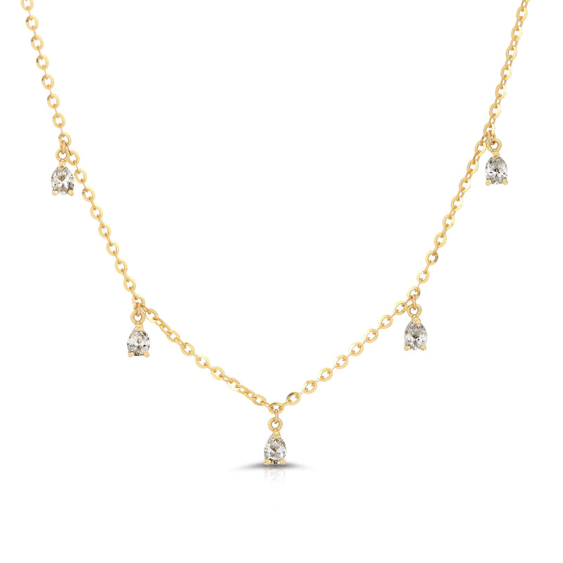 Collier ras du cou EVE STONES en or jaune 14 carats et 5 diamants