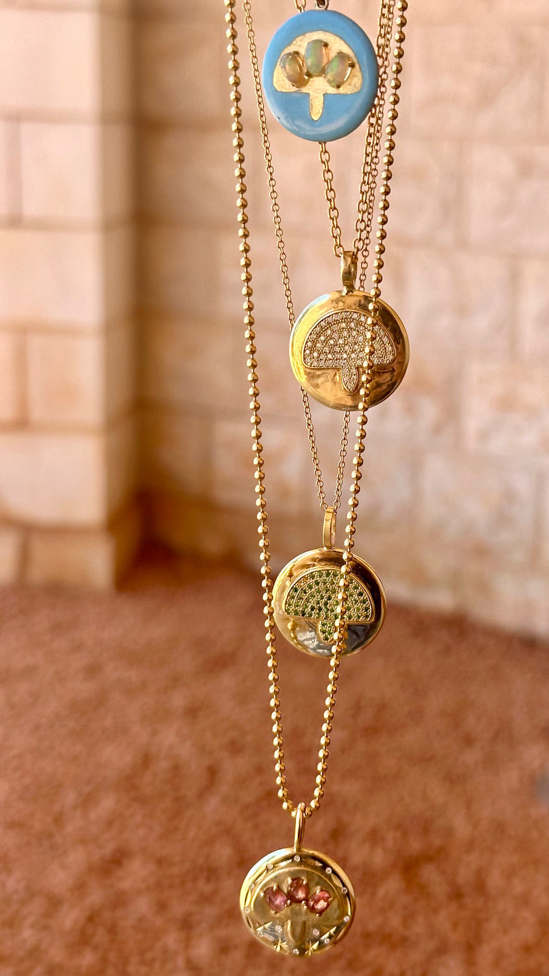 Opals Turquoise Enamel Medallion