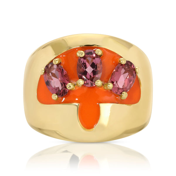 Sweet Tangerine 14k Oval Pink Tourmalines Prong Set Ring