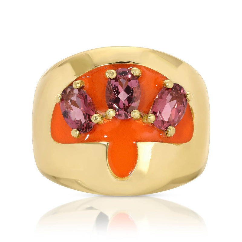Orange 14K Swiss Topaz Bezel Mushroom Ring