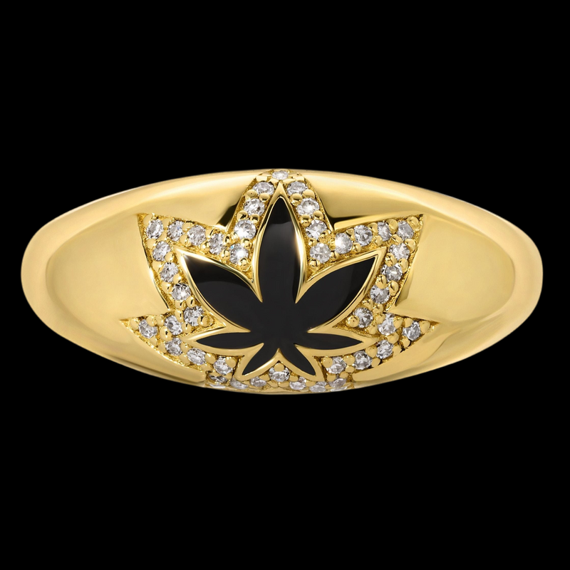 Mary Jane 14k Diamonds Pave Leaf Ring