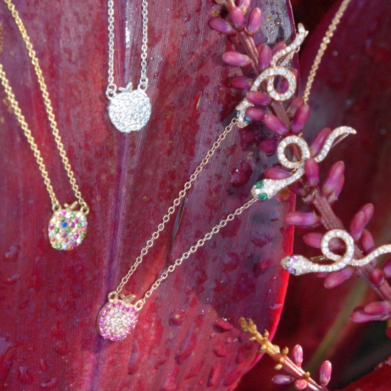 14k Eve Rainbow Sapphires Apple Necklace
