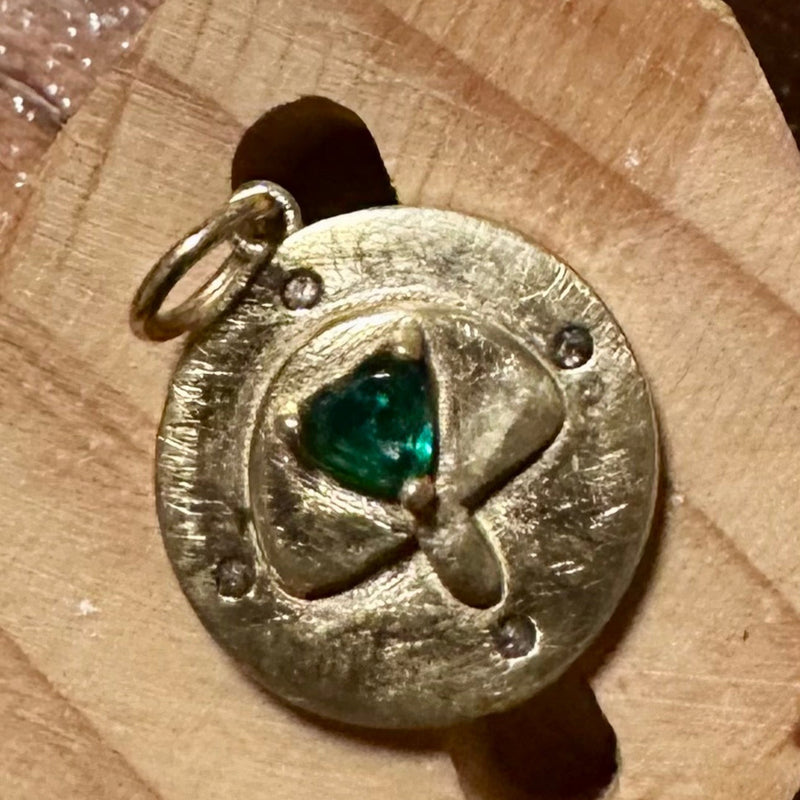 Heartwood Emerald Mushroom Charm