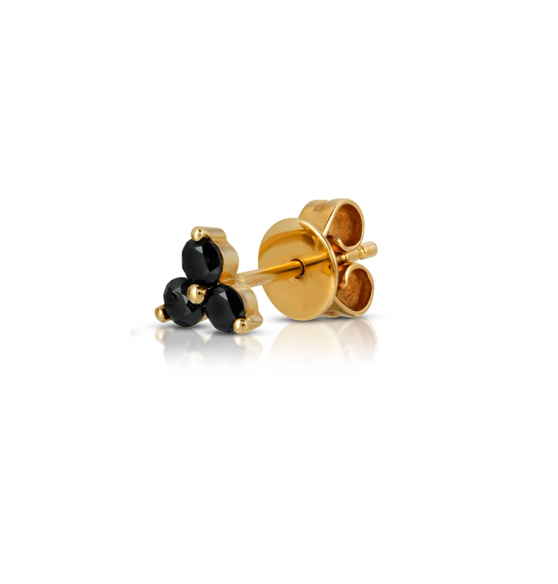 14k Black Diamonds Trio-Studs Earrings