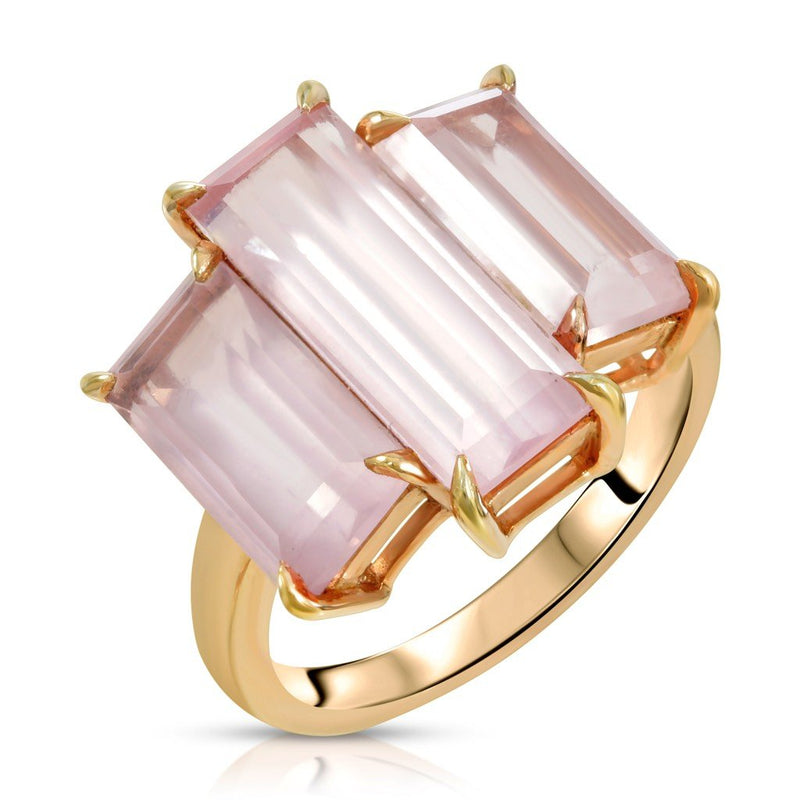 18K EMERALD CUT | PINK QUARTZ RING-Eve Stones