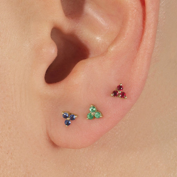 14k Emerald Single Flower Studs-Eve Stones