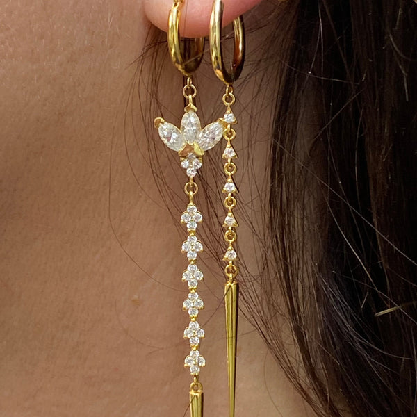 Lina 14k Single Diamonds Single Spike Dangling Earrings