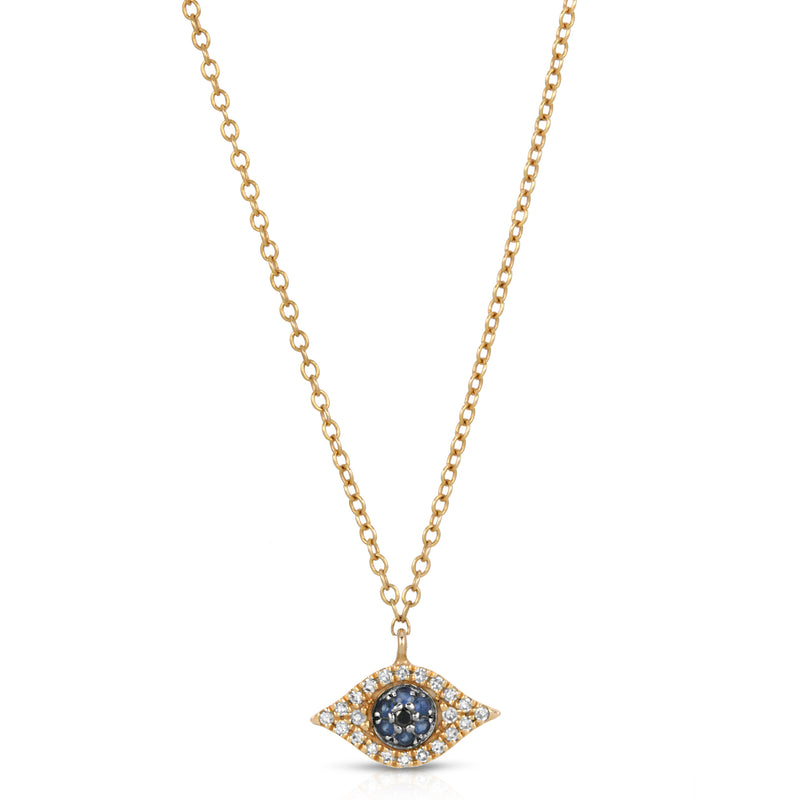 14k Diamonds & Sapphires Eye Necklace
