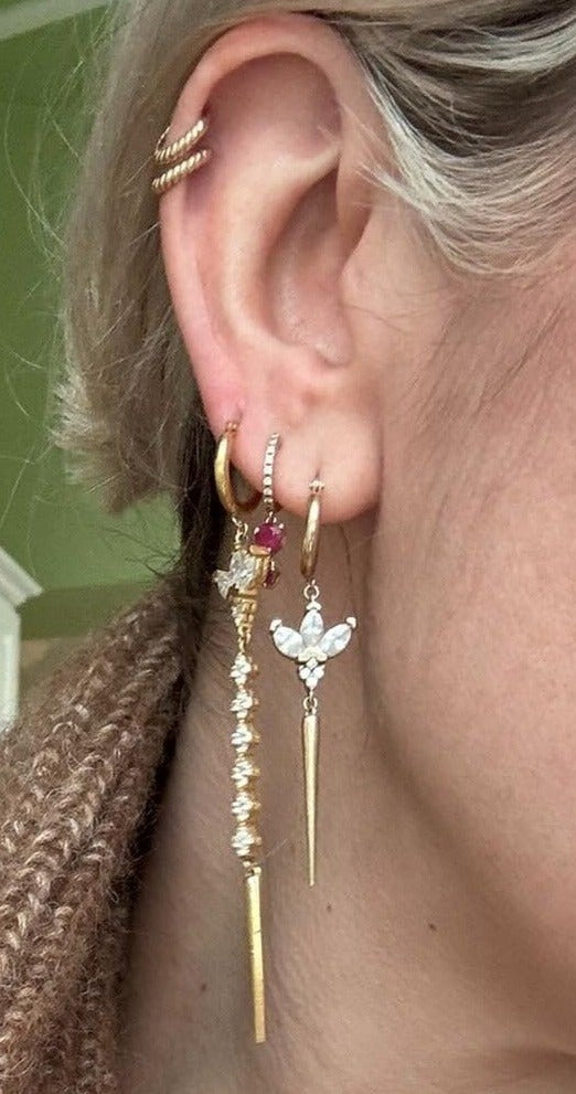 Elizabeth 14k  single Marquis Dangling Spike Earrings