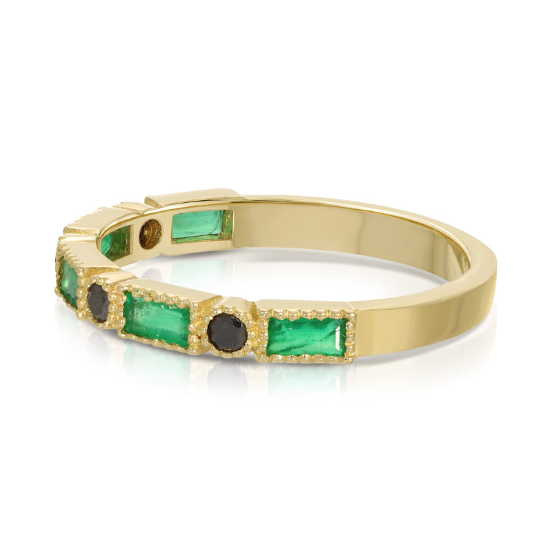 Baguette Emeralds & Black Diamonds Ring