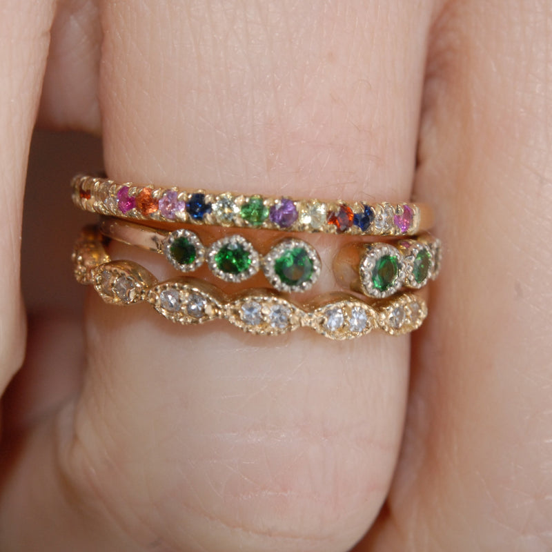 Charly 14k Emerald & Opal Open Cuff Ring