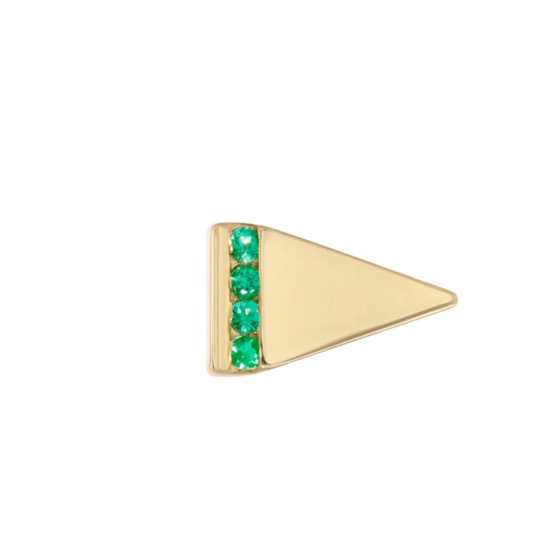 EVE STONES 14k Triangle Emerald Stud Boucle d'oreille unique