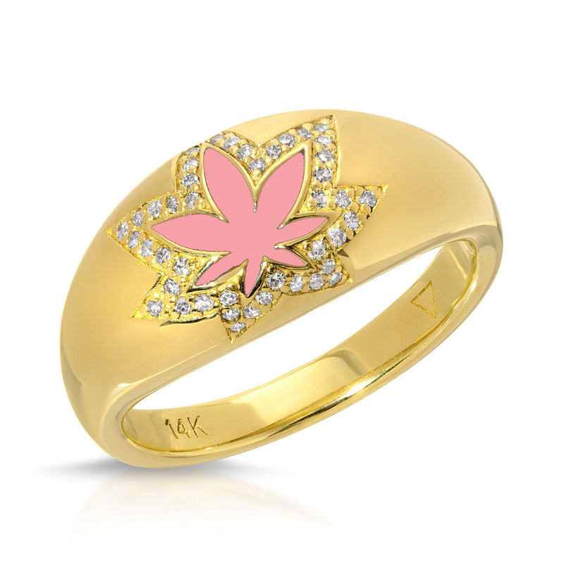 Micky 14k Diamonds Gold Leaf Ring