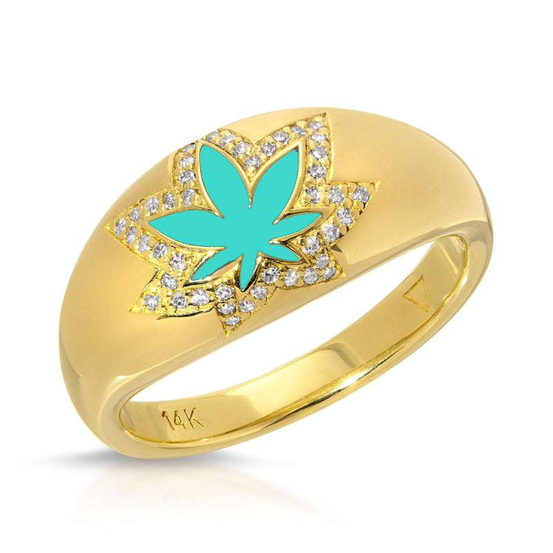 Lola Mary Jane 14k Diamonds Pave Leaf Ring