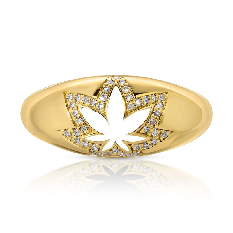 Blanche 14k Diamond Gold Leaf Ring