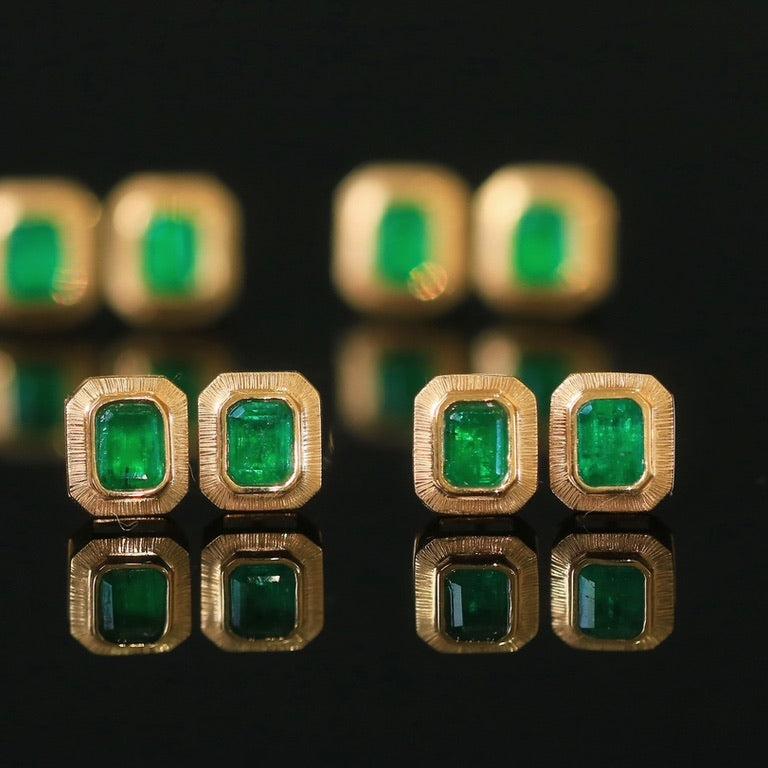 Octagonal Emerald Studs