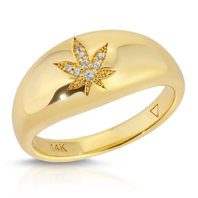 Bague Bulle Diamant Feuille 14k