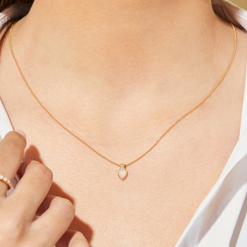 Irene Gold Pear Opal necklace