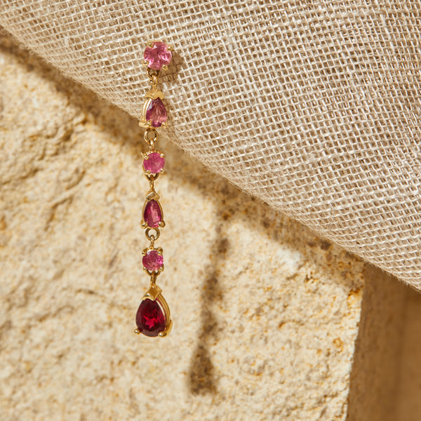 Mia Ruby & Tourmalines Single Drop Single Earring