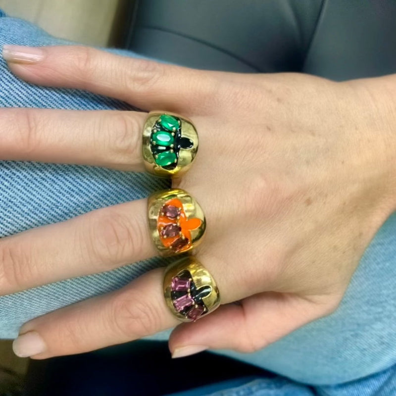 Monique Bronze Emeralds Mushroom Ring