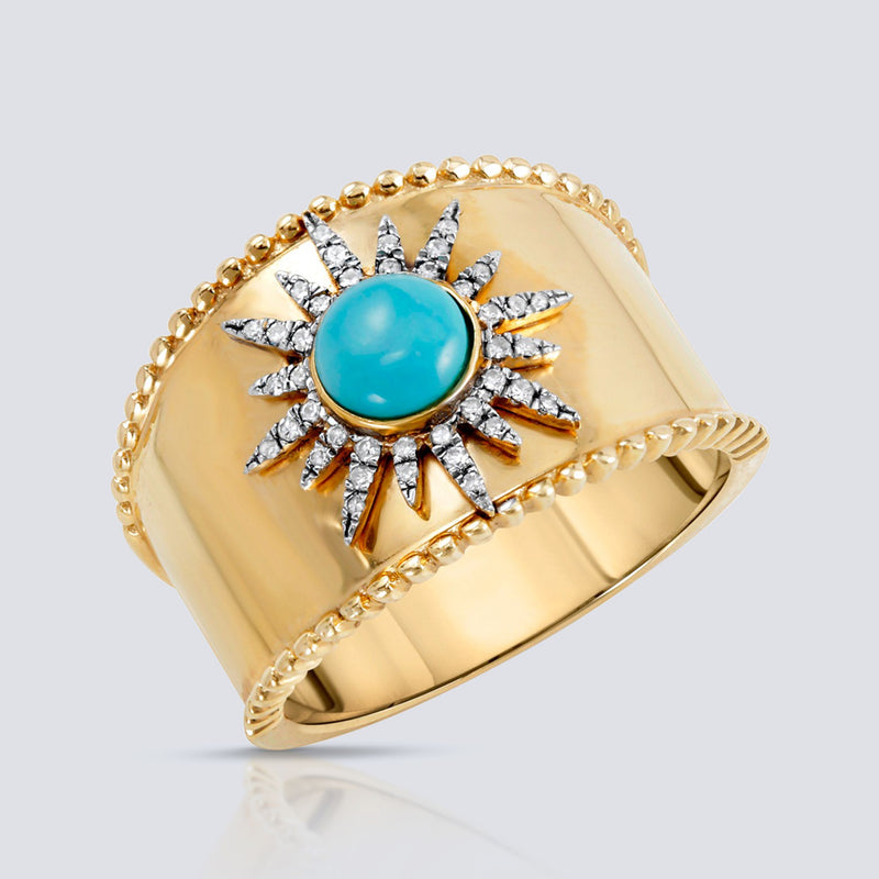 Solar Turquoise 14k Ring