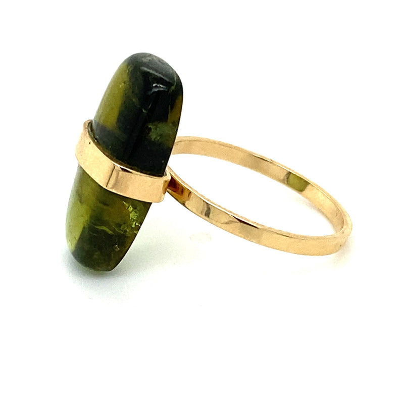 Green Tourmaline 14k Bezel Wrapped  Ring