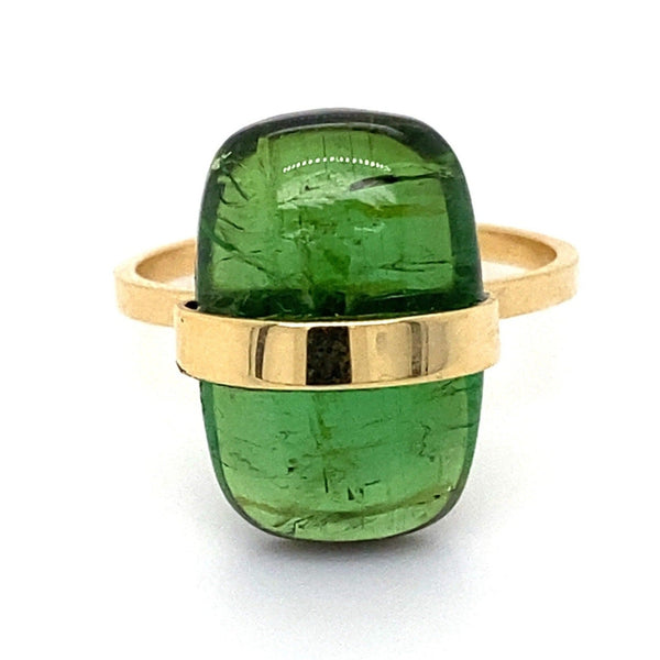 Green Tourmaline 14k Bezel Wrapped  Ring