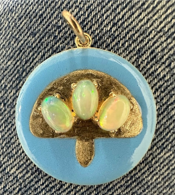 Opals Turquoise Enamel Medallion