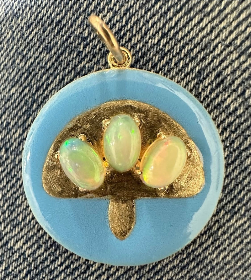Opals Turquoise Enamel Medallion