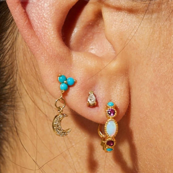 Pear-Cut Diamond Solitaire Single Earring