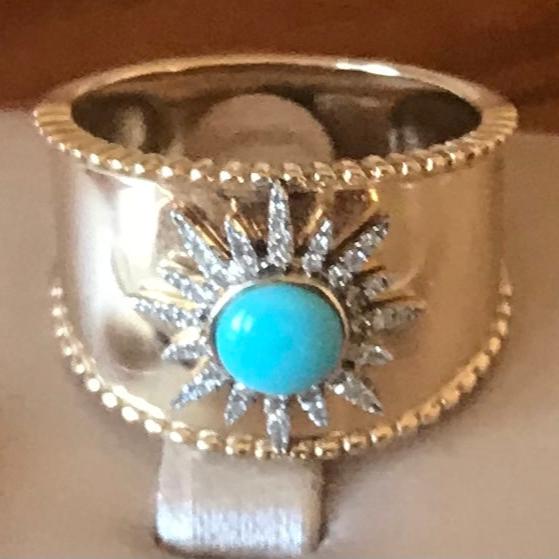 Solar Turquoise 14k Ring