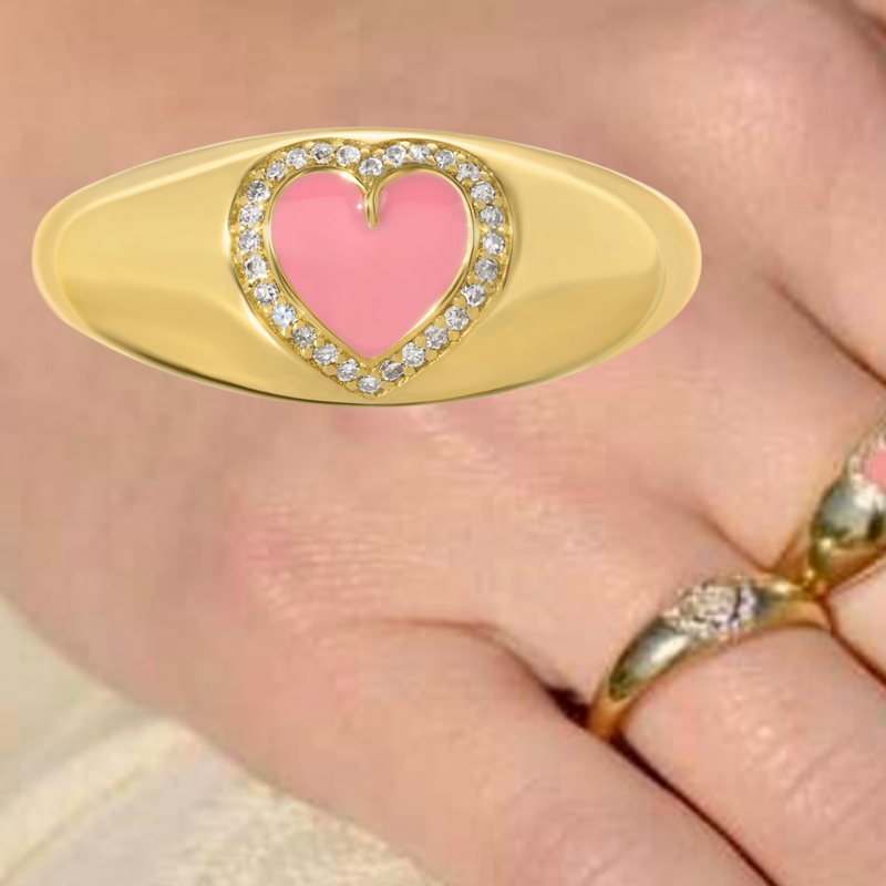 Rosy Bloom Heart Ring