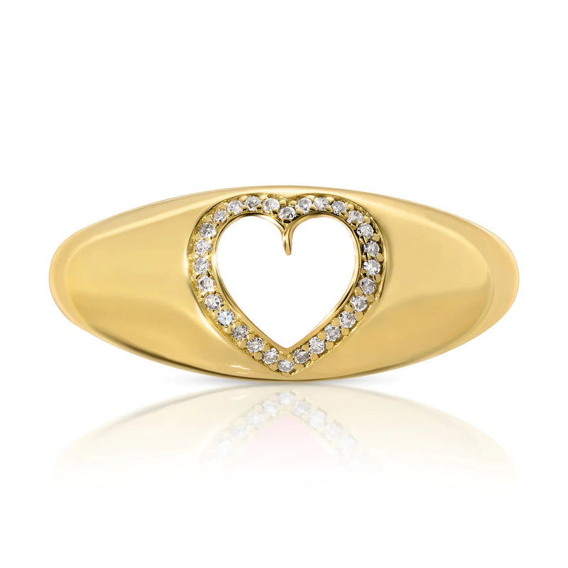 Jenna 14k Heart Diamonds Gold Ring