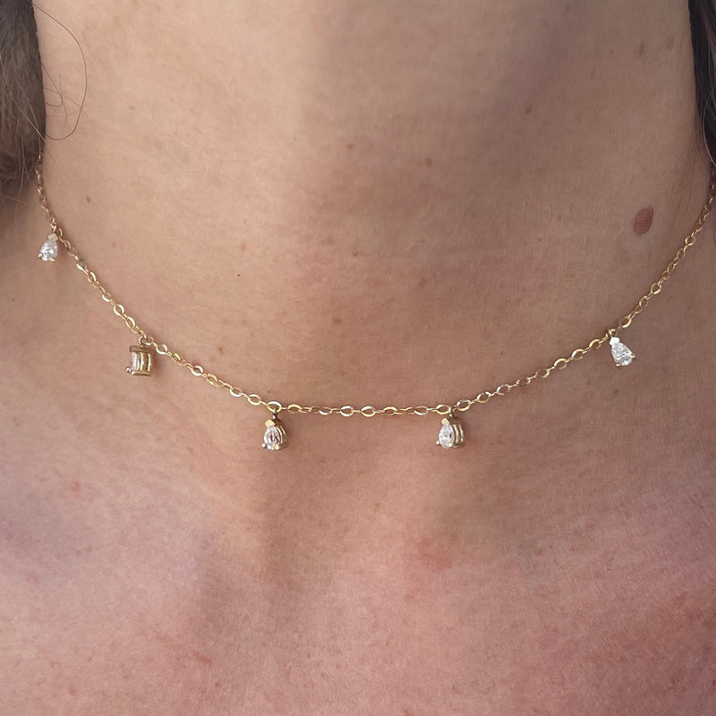 14k Alice Versatile Diamonds Adjustable Chocker Necklace