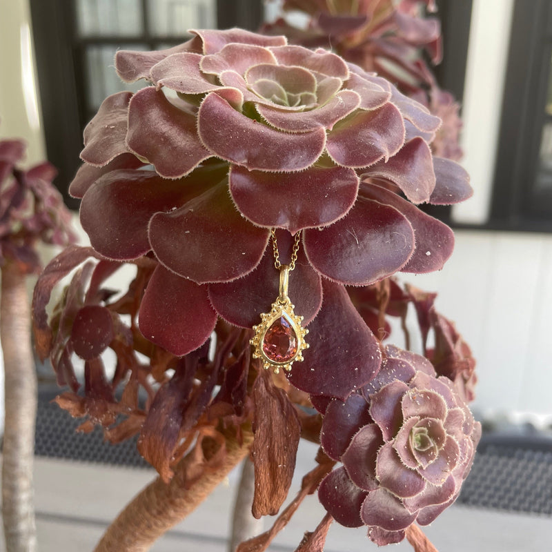 Jasmine Tourmaline Gold Drop Pendant