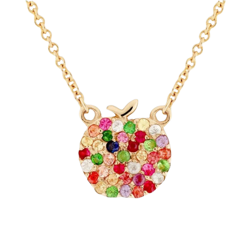 14k Eve Rainbow Sapphires Apple Necklace