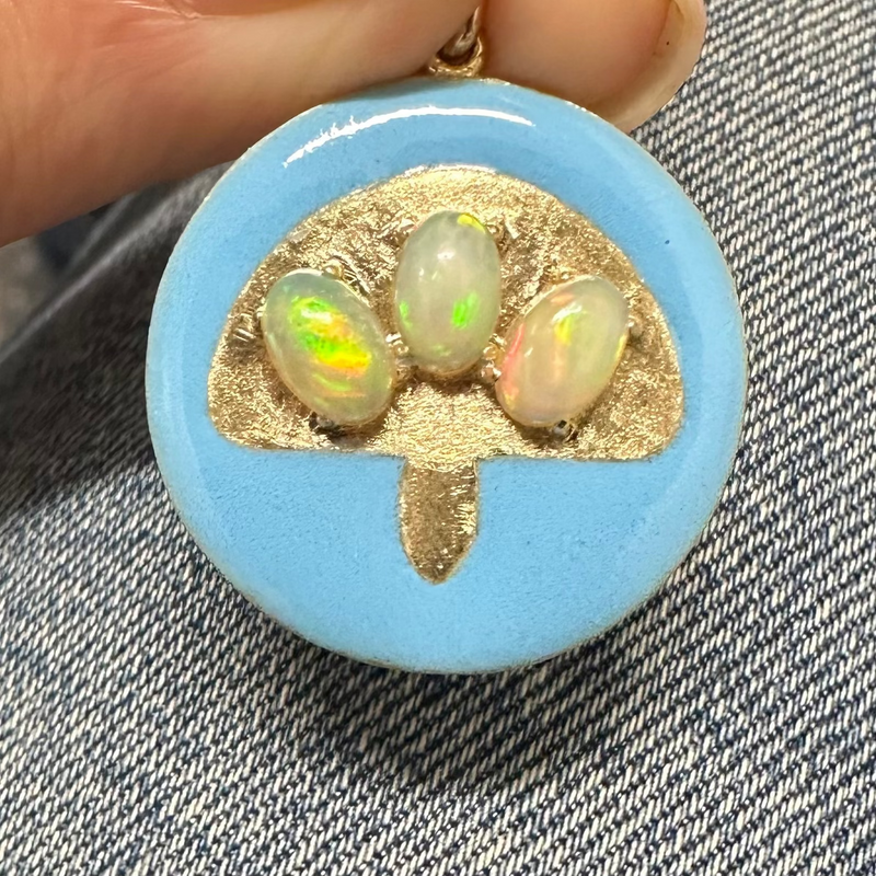 Opals Turquoise Enamel Medallion