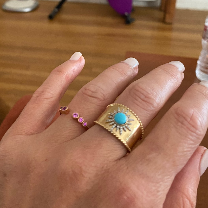 Solar Turquoise 14k Ring