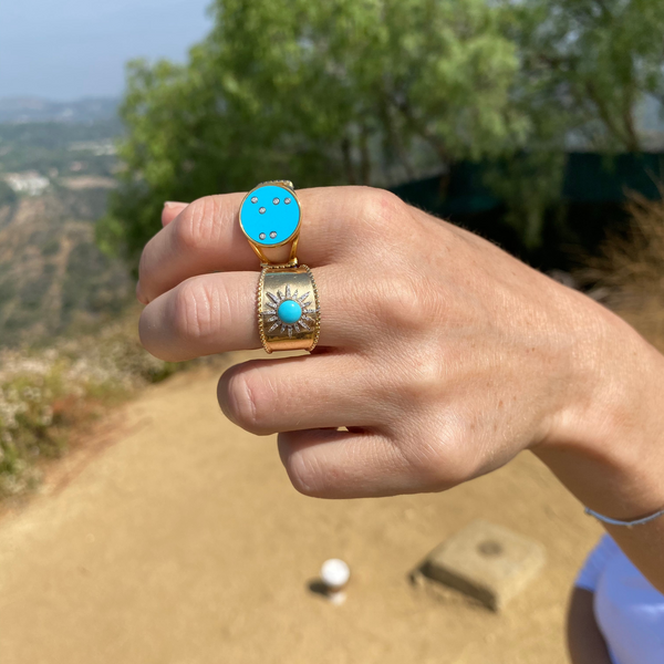 Solar Turquoise 14k Ring