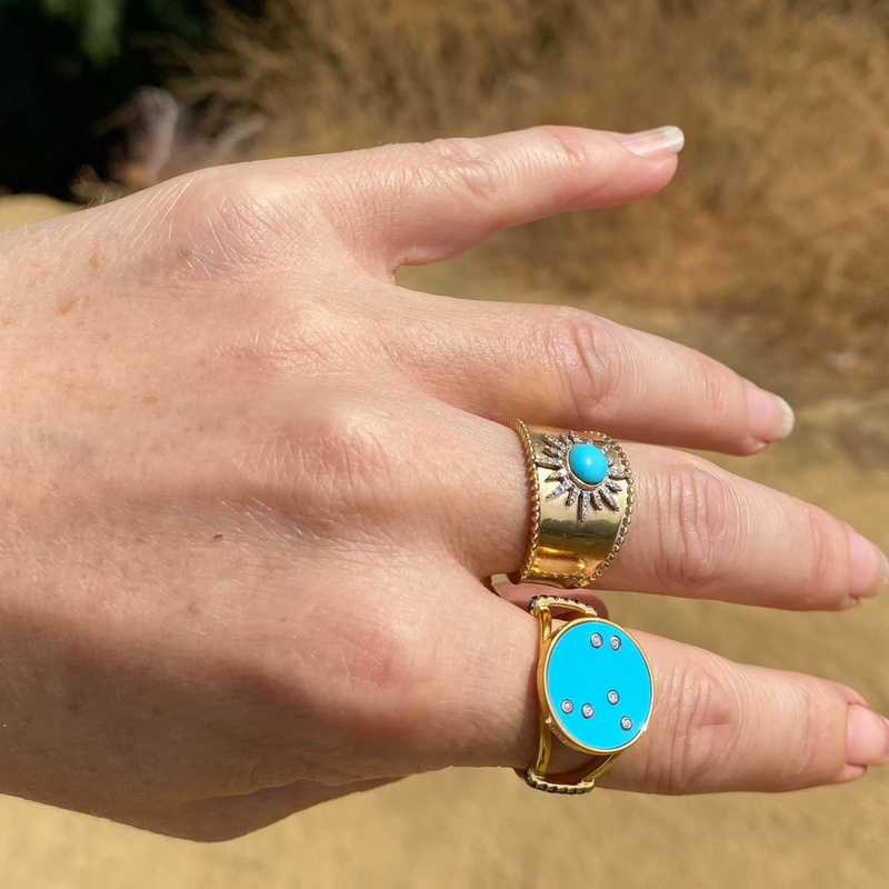 Solar Turquoise 14k Ring