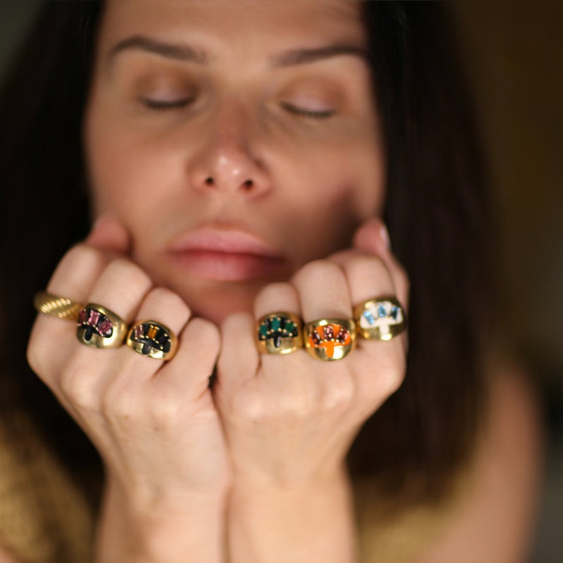 Monique 14k Emerald Mushroom Ring