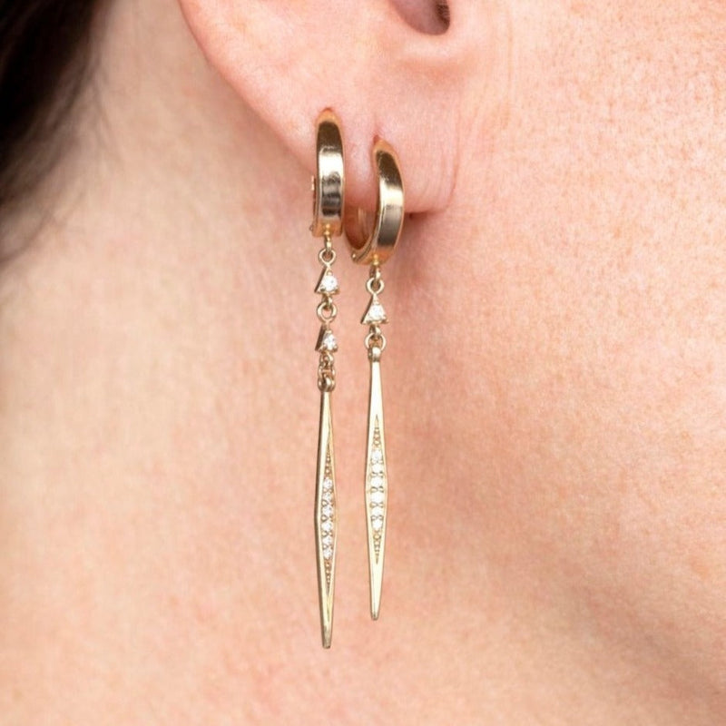 Liz 14k Single Diamonds Single Spike Dangling Earrings