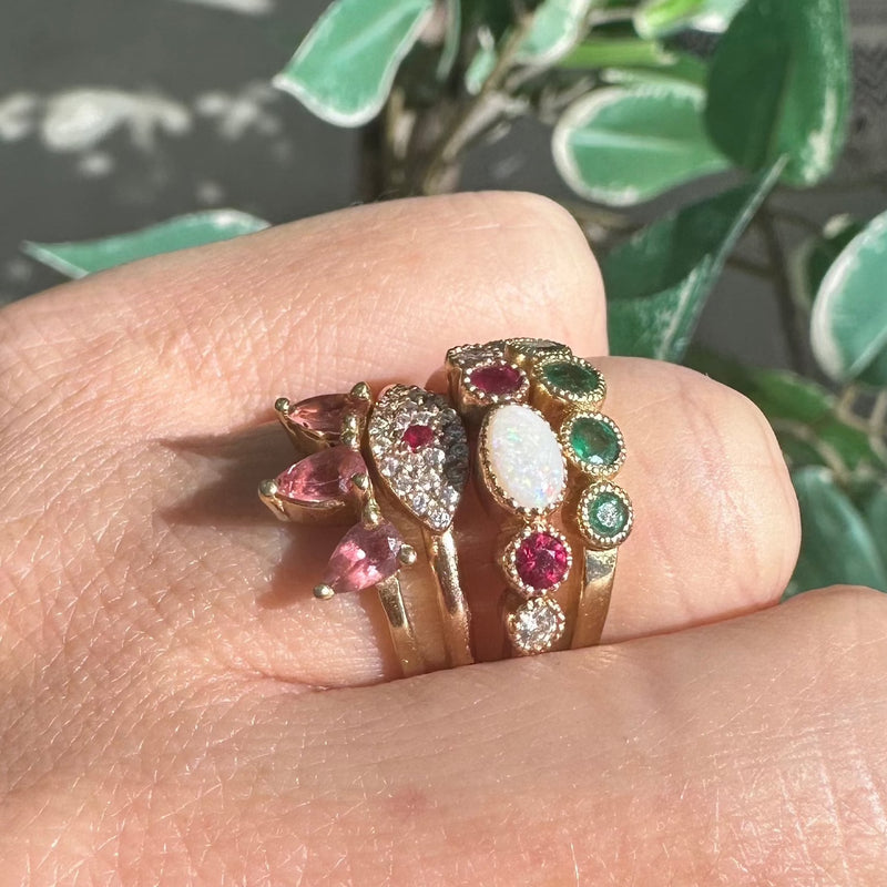 Jen 18k Opal Ruby Diamond  Ring