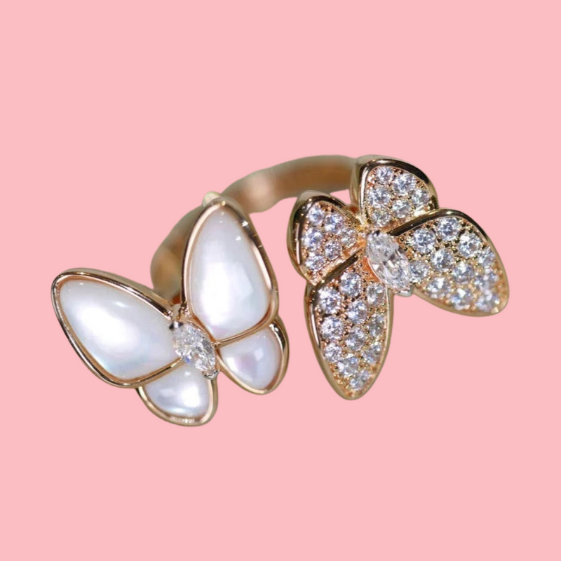 18k Two Butterfly Between the finger Ring