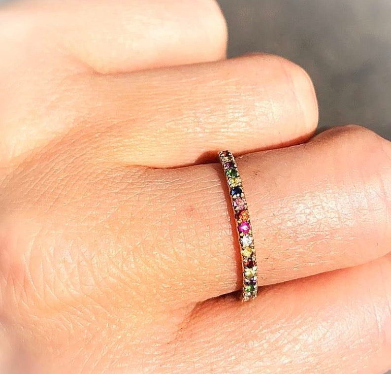 14K Emily Rainbow Sapphires Ring