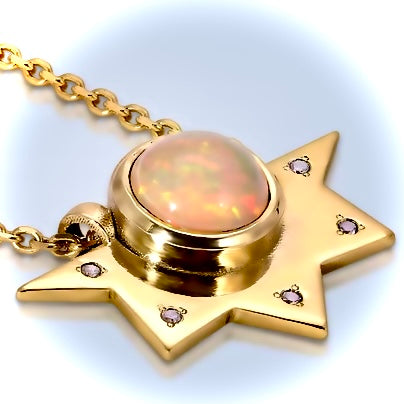 Golda 14K Opal Sun Pendant Necklace
